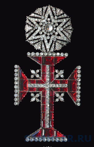 Order of Christ, sash badge, late 19th or early 20th century, in silver, set in red crystal and pastes.gif